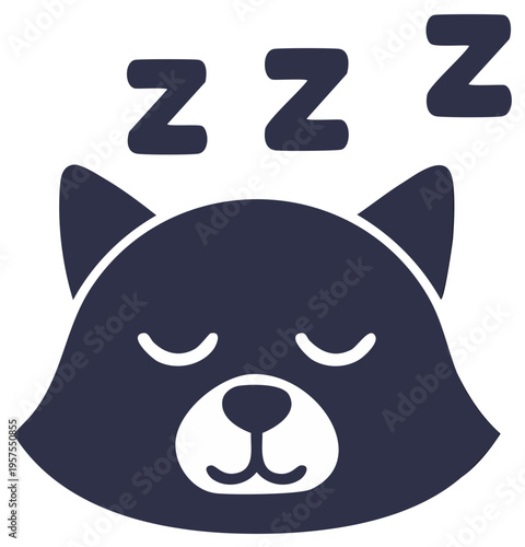 Sleeping Cat with Zzz Cartoon Icon Graphic Vector Illustration Adorable Animal Nap Simple Design for Print Stickers Decoration