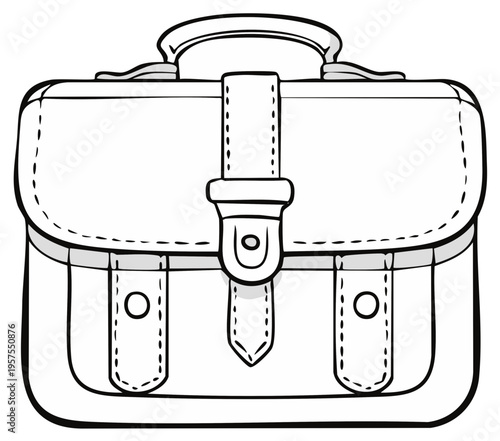 Illustration of a classic satchel bag outline drawing