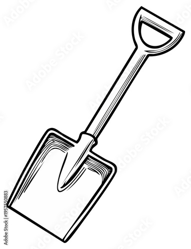 Illustration of a spade tool, a gardening instrument for digging and earthwork.