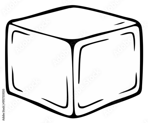 Simple line drawing of a perfect cube illustrating geometric shapes and mathematical concepts