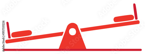 Red Teeter Totter Illustration Depicting Balance Equality and Childhood Fun in Simple Design Childrens Play Equipment