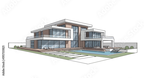 Modern Luxury Villa Design with Swimming Pool and Outdoor Living Space