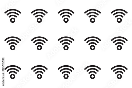 Set of wireless network signal icons in a grid layout