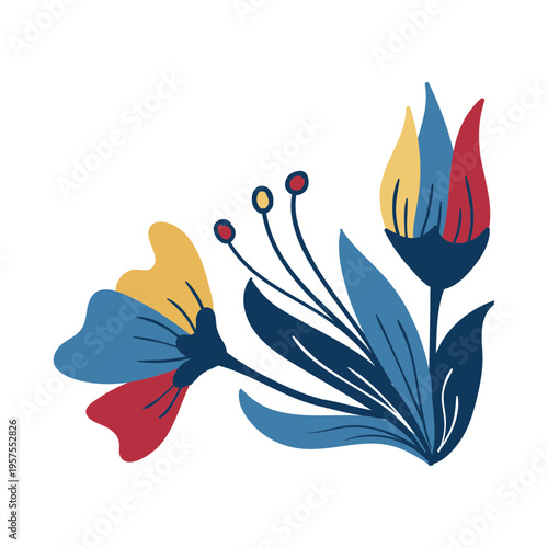 Flower bud petal leaf stem flat