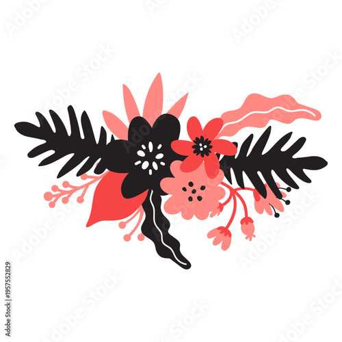 Flower bouqet stem bud petal pollen leaf flat