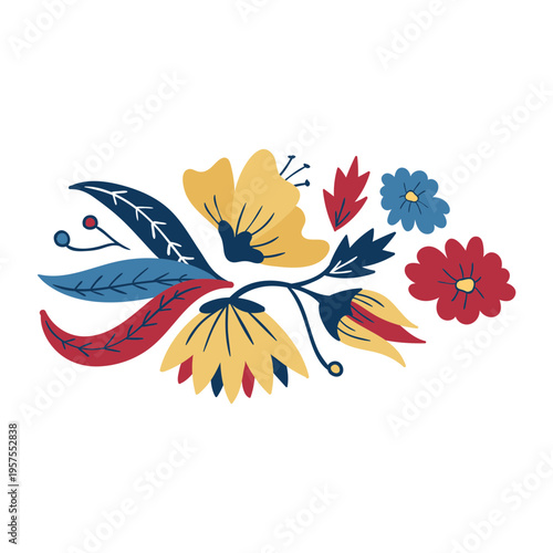 Flower leaf bud stem petal flat