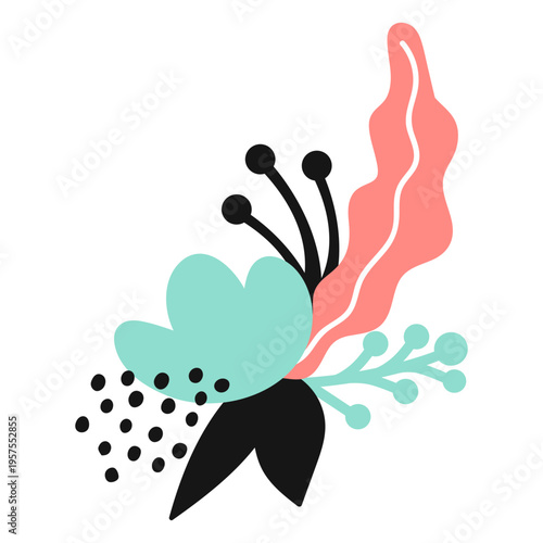 Flower pollen bud petal leaf stem flat