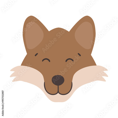 Fox happy head muzzle flat sticker