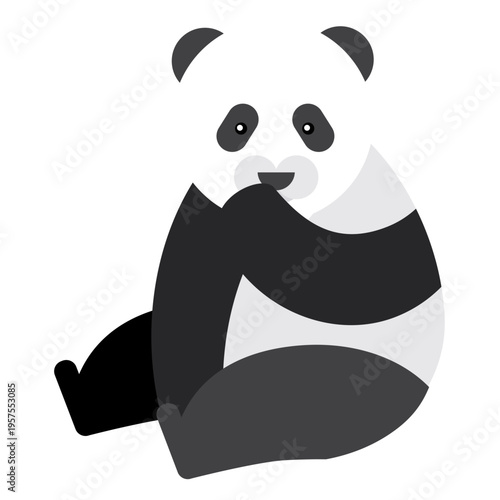 Panda sitting spot muzzle fat flat rounded geometric