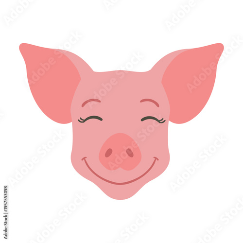 Pig happy ear snout flat sticker
