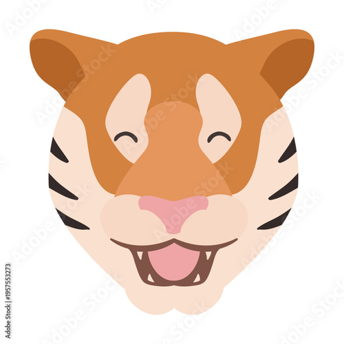 Tiger happy stripe head flat sticker