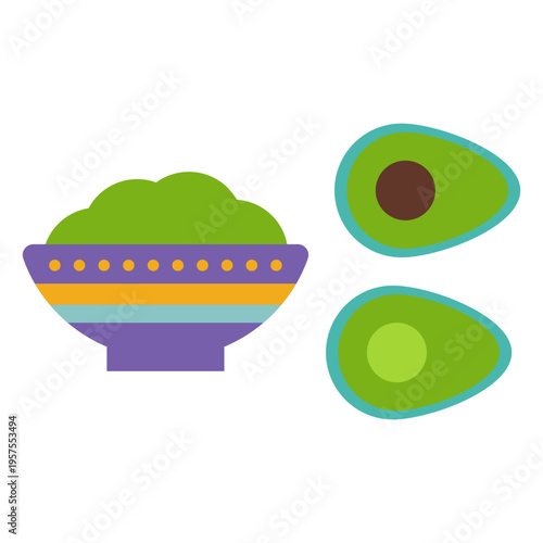 Bowl tureen porridge avocado stone pattern flat