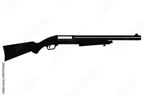 shotgun silhouette line art vector illustration