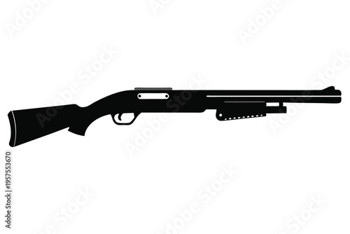 shotgun silhouette line art vector illustration