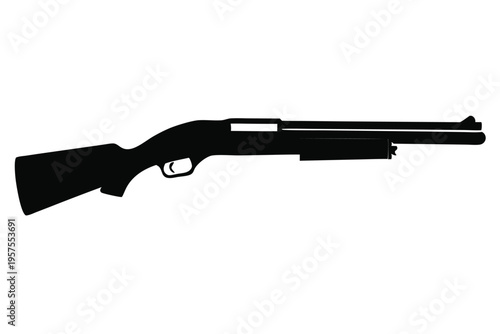 shotgun silhouette line art vector illustration