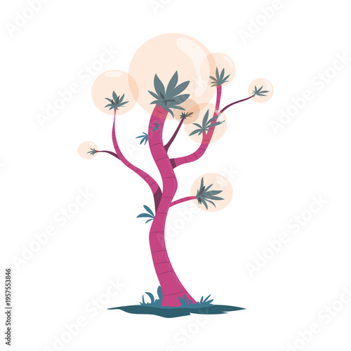 Tree leaf trunk bubble illustration