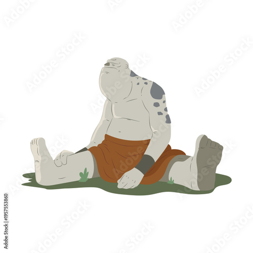 Troll meadow huge strong sitting bold illustration