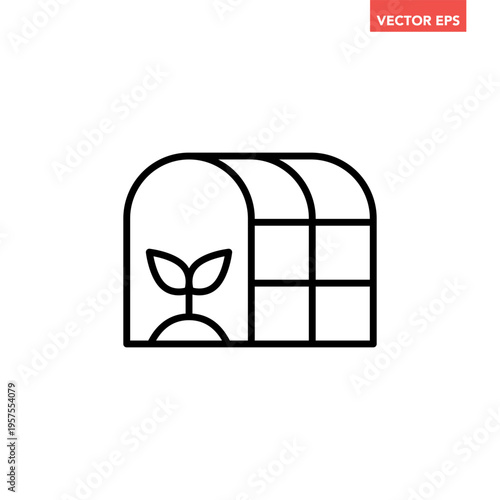 Bild auf Leinwand Black single greenhouse line icon, simple farming cultivation outline flat desig