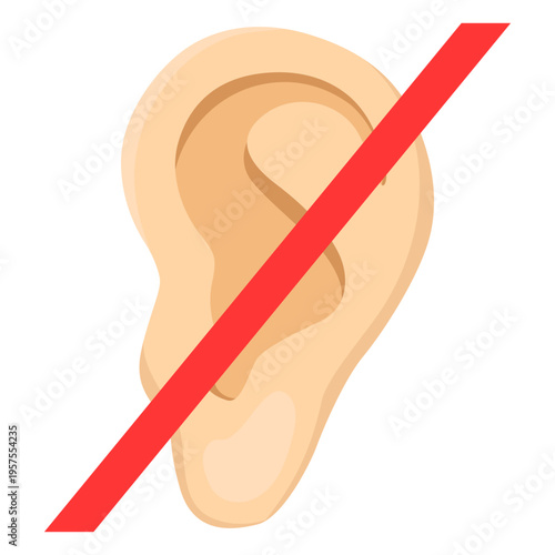Ear deafness earlobe sign illustration