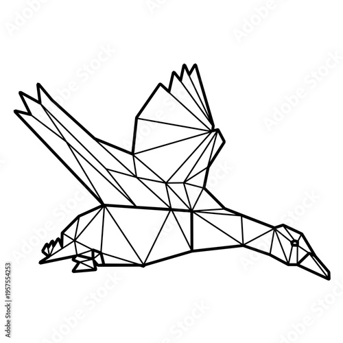Duck flying polygonal