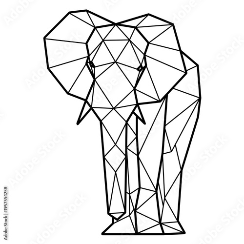 Elephant front view polygonal