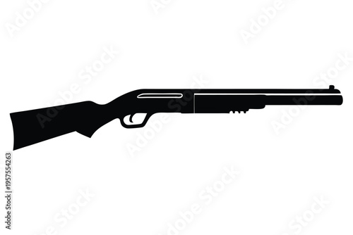 shotgun silhouette line art vector illustration