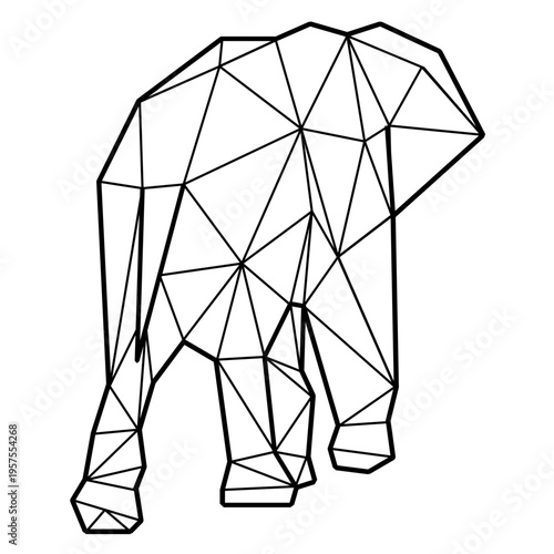 Elephant rear view polygonal