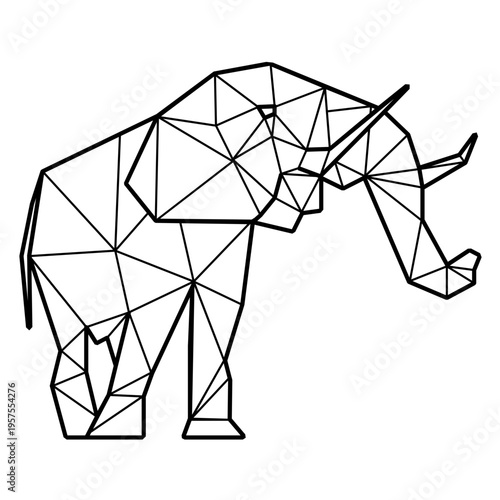 Elephant looking up polygonal