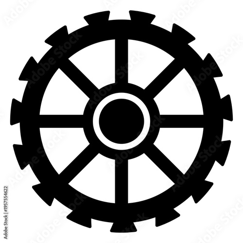 Gear wheel pinion hole gear cogwheel detailed silhouette