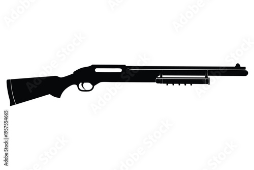 shotgun silhouette line art vector illustration