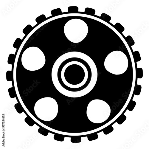 Gear gear wheel cogwheel pinion hole detailed silhouette