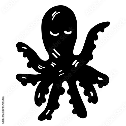 Octopus tentacle detailed silhouette