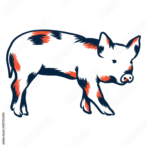 Pig side view duotone