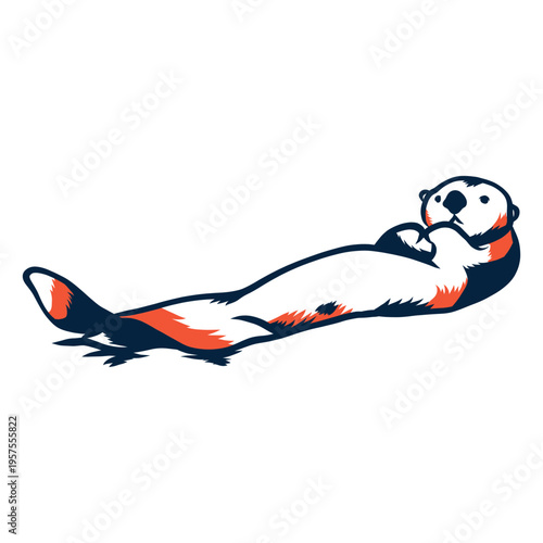 Sea otter laying duotone