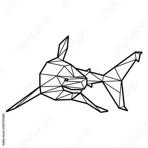 Shark rear view polygonal