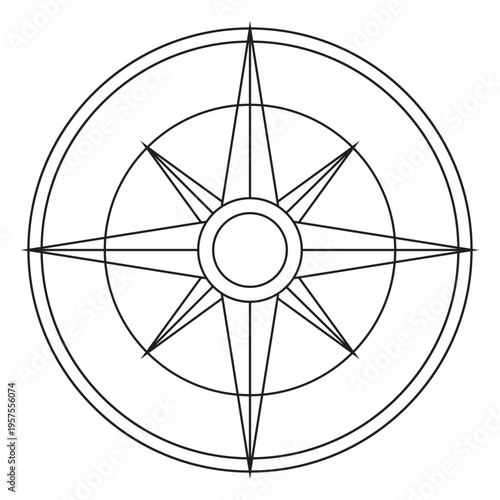 Windrose arrow east nord south west line