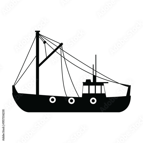 Fishing trawler ship silhouette