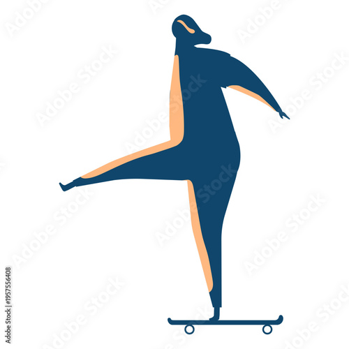 Woman riding skateboard silhouette