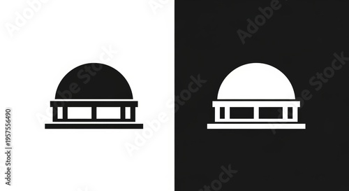 Simple dome icon, representing architecture and design, in two contrasting color schemes.
