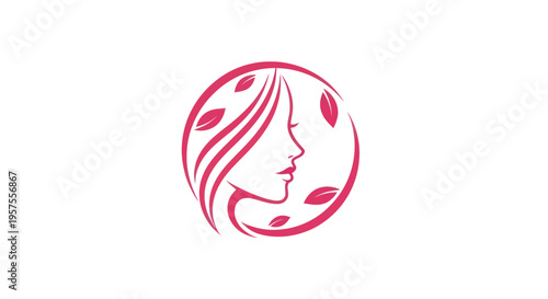 Woman profile with leaves logo