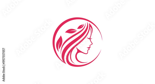 Woman profile with leaves logo