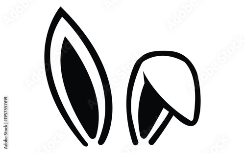 Bilde på lerret Bunny ears icon isolated on white background with minimalist outline design vect