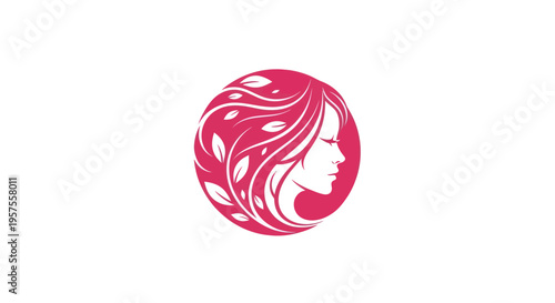 Woman profile with leaves logo design