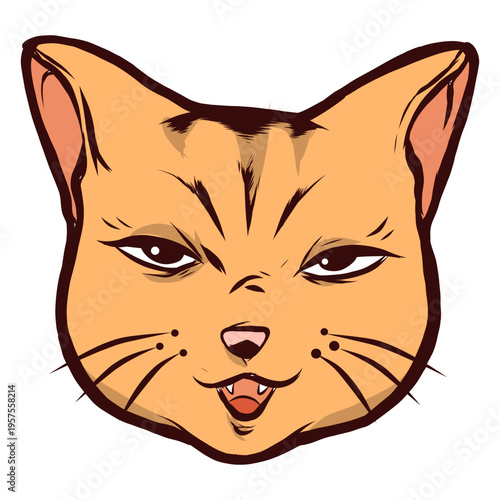 Cat muzzle tired tiredness whisker ear illustration
