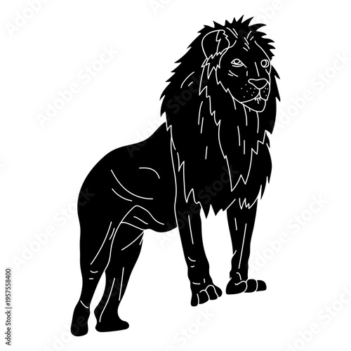 Lion king roar mane detailed silhouette