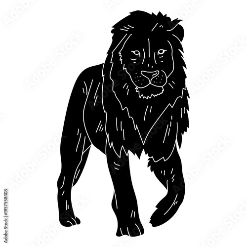 Lion mane king roar detailed silhouette