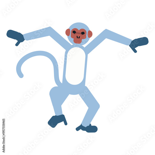 Monkey muzzle tail leg rounded flat