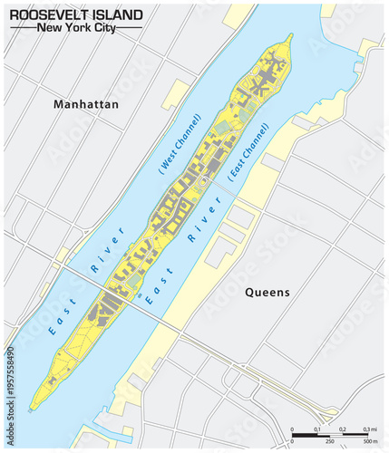 Map of Roosevelt Island, New York