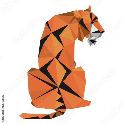 Tiger muzzle stripe tail low poly