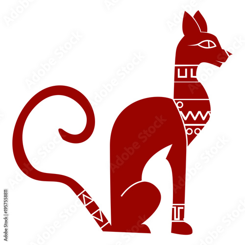 Cat muzzle ear tail pattern detailed silhouette
